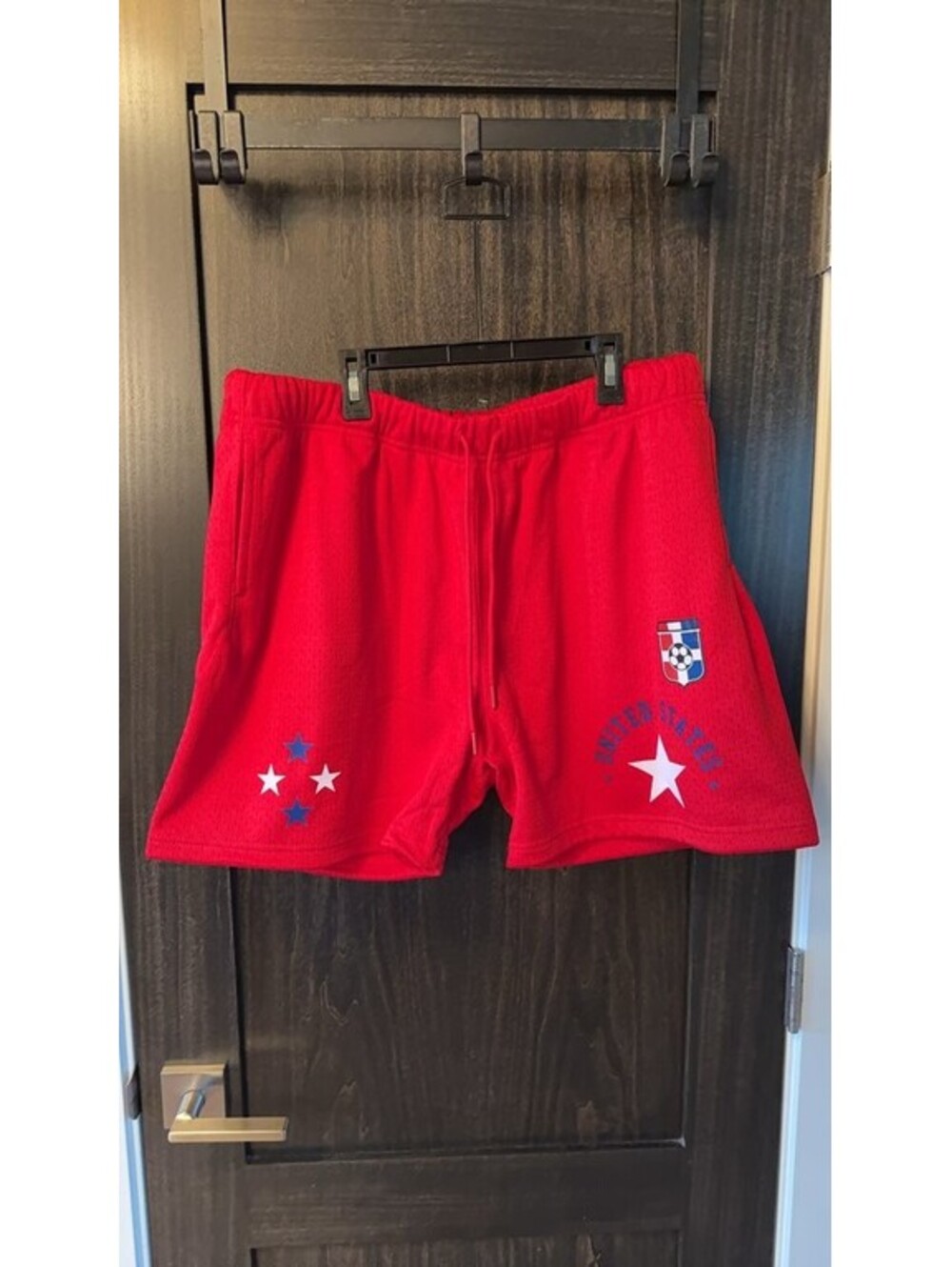 Red Athletic Shorts with United States Print Mens XL 0186